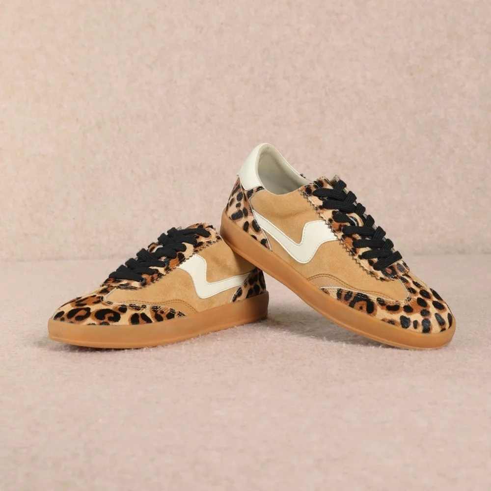 MI.IM Destiny Leopard Print Sneakers Animal 9 Shoes Casual Brown‎ Black Leather